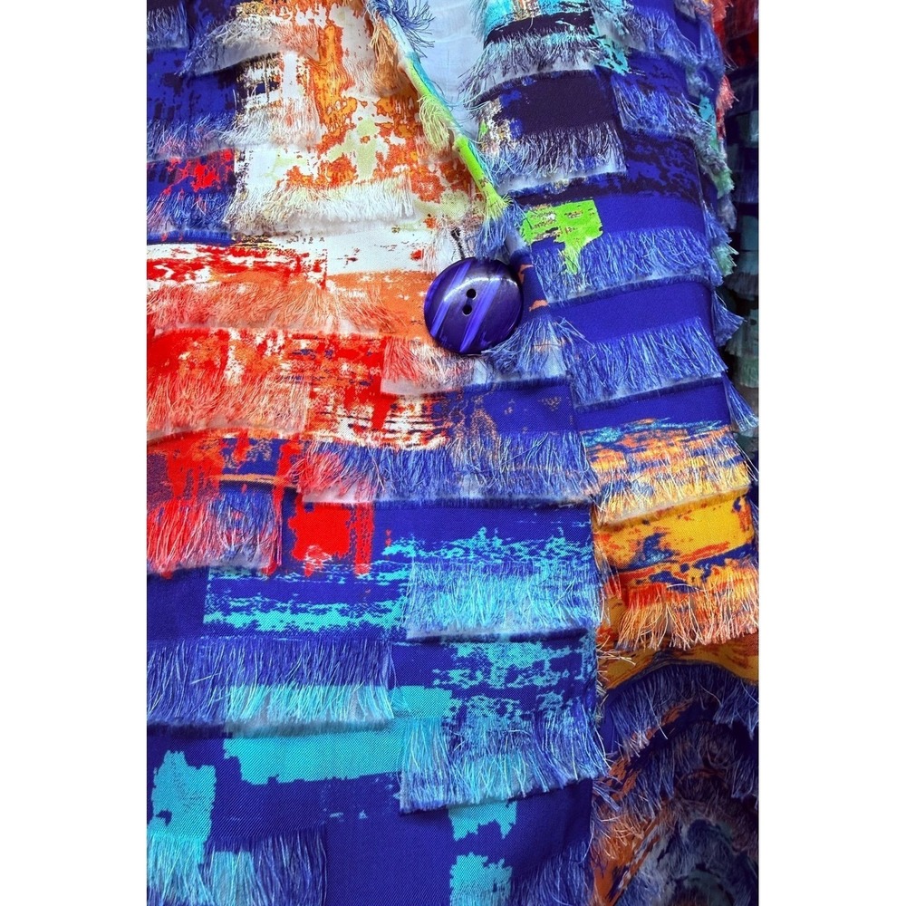 N17 Ali Miles sz M PTP 22" Eyelash Fringe Colorful Lightweight Blazer - Picture 4 of 6